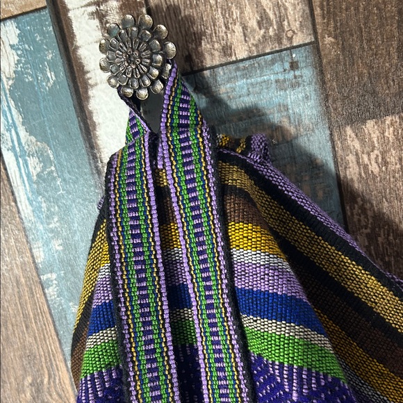 Striped Purple and Green tribal pull sack Backpack - Picture 13 of 16